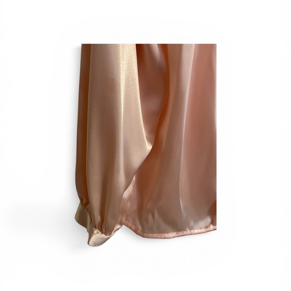 Vintage Impressions of California Peach Satin Lace Collar Blouse Size 14 80s 90s - Picture 3 of 8